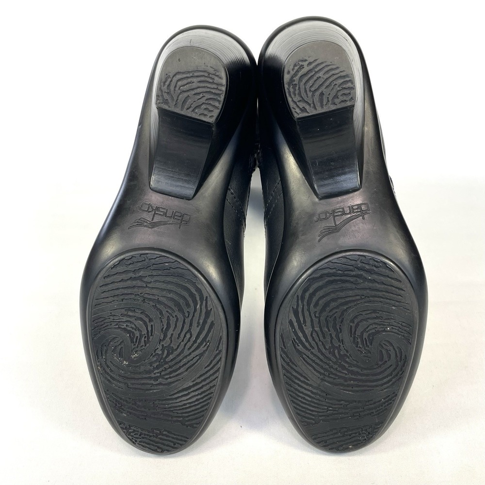 Dansko Risa Black Leather Tall Boots Womens 38 US 7.5-8 Heeled Zip - Picture 8 of 11
